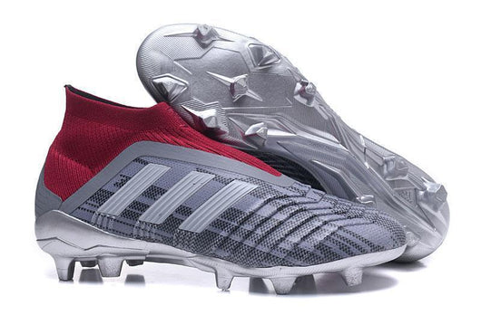 Adidas Predator 18+ Paul Pogba FG Soccer Cleats Iron Metallic Grey Red - studzsupply