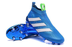 Adidas ACE 16+ Purecontrol FG/AG Soccer Cleats Blue White Green - studzsupply