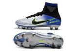 Nike Mercurial Superfly V FG Soccer Cleats Pure Platinum Blue Black - studzsupply