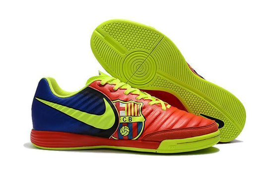 Nike TiempoX Ligera IV Barcelona IC Soccer Shoes Red Fluorescent Green - studzsupply