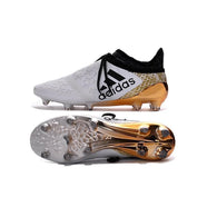 Adidas X 16+ Purechaos FG/AG Soccer Cleats White Gold Metallic Black - studzsupply