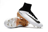 Nike Mercurial Superfly V FG Soccer Cleats White Black Gold - studzsupply