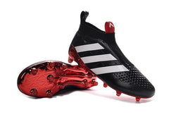 Adidas ACE 16+ Purecontrol FG/AG Soccer Cleats Black White Red - studzsupply