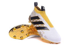 Adidas ACE 16+ Purecontrol FG/AG Soccer Cleats White Gold Black - studzsupply