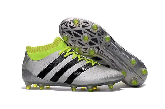 Adidas ACE 16.1 Primeknit FG/AG Soccer Shoes Silver Black Solar Yellow - studzsupply