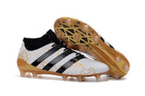 Adidas ACE 16.1 Primeknit FG/AG Soccer Shoes White Black Gold Metallic - studzsupply