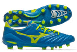 Mizuno Morelia Neo II FG Soccer Cleats Diva Blue Safety Yellow - studzsupply