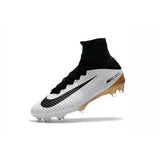 Nike Mercurial Superfly V FG Soccer Cleats White Black Gold - studzsupply