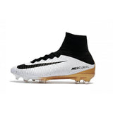 Nike Mercurial Superfly V FG Soccer Cleats White Black Gold - studzsupply