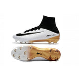Nike Mercurial Superfly V FG Soccer Cleats White Black Gold - studzsupply