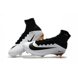 Nike Mercurial Superfly V FG Soccer Cleats White Black Gold - studzsupply