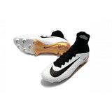 Nike Mercurial Superfly V FG Soccer Cleats White Black Gold - studzsupply