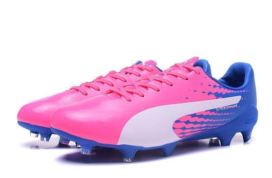 PUMA evoSPEED 17 SL-S FG Soccer Cleats Pink Blue White - studzsupply