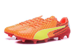 PUMA evoSPEED 17 SL-S FG Soccer Cleats Orange Yellow Red Black - studzsupply