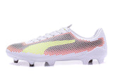PUMA evoSPEED 17 FG Soccer Cleats White Orange Black Yellow - studzsupply