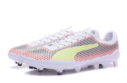 PUMA evoSPEED 17 FG Soccer Cleats White Orange Black Yellow - studzsupply